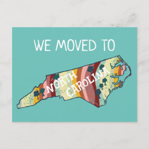 NEW HOME ADDRESS North Carolina State Map Postcard