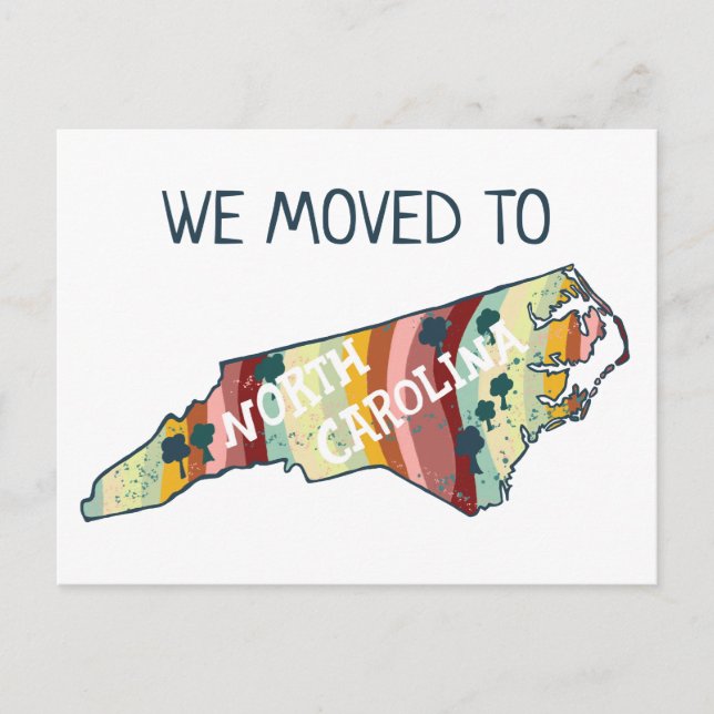 NEW HOME ADDRESS  North Carolina State Map Postcard (Front)