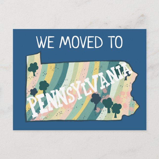 NEW HOME ADDRESS  Pennsylvania State Map Postcard (Front)
