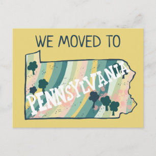 NEW HOME ADDRESS Pennsylvania State Map Postcard