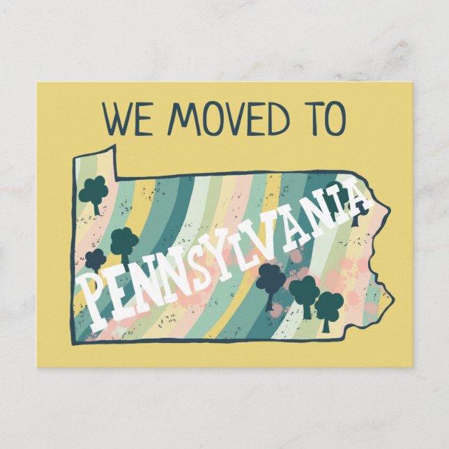NEW HOME ADDRESS  Pennsylvania State Map Postcard (Front)