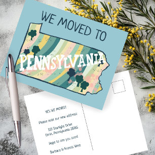 NEW HOME ADDRESS  Pennsylvania State Map Postcard