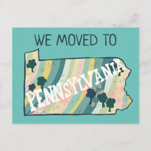 NEW HOME ADDRESS  Pennsylvania State Map Postcard