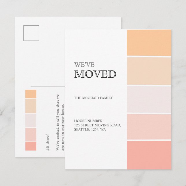 New Home address rose pink peach announcement Postcard (Front/Back)