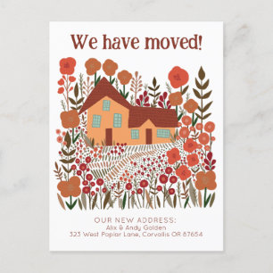 New Home Address We Have Moved Farmhouse Flowers Postcard
