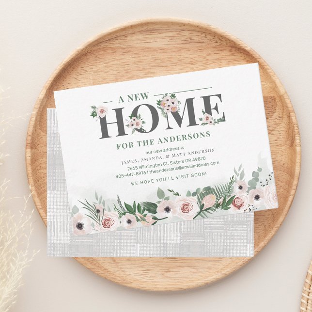 New Home Address We've Moved Floral Announcement (Floral New Home Notice Change of Address Moving  Announcement)