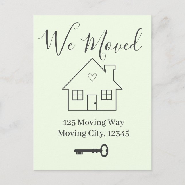 New home and key moving Announcement Postcard (Front)