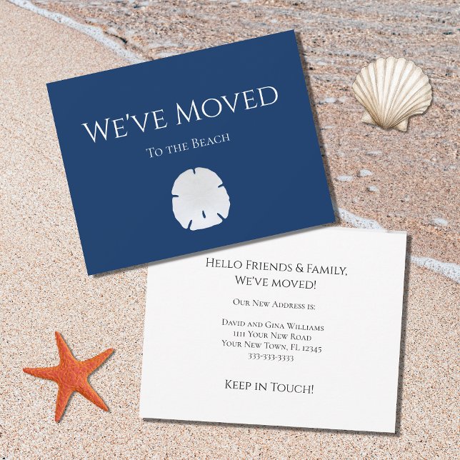 New Home Beach Sand Dollar Nautical Navy Blue Announcement (Creator Uploaded)