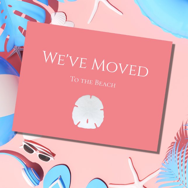 New Home Beach Sand Dollar Pink Announcement Postcard (Creator Uploaded)