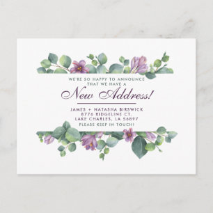 New Home Botanical We’ve Moved Eucalyptus Announcement Postcard