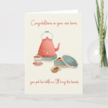 New Home Charming Tea Biscuit Congratulations Card