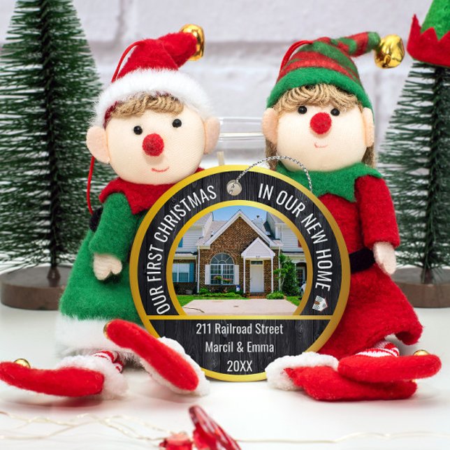 new home christmas 2023 with personalised 2 photo ceramic tree decoration (Creator Uploaded)