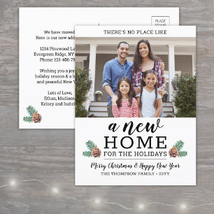 New Home Christmas Address Change Modern One Photo Holiday Postcard