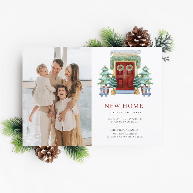 New Home Christmas Door Moving Photo Holiday Card (New Home Christmas Door Moving Photo Holiday Card)