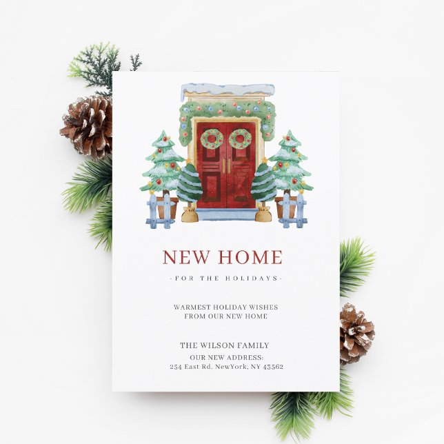 New Home Christmas Door New Address Moving  Holiday Postcard (New Home Christmas Door New Address Moving Holiday PostCard)