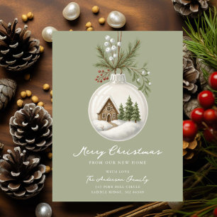 New Home Christmas Postcard Ornament Scene