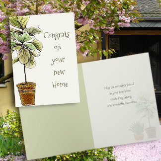 New Home Congratulations Fiddleleaf Fig Message Thank You Card