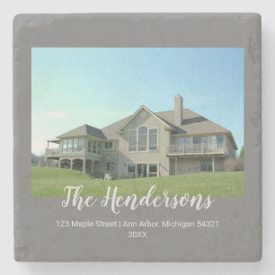 New Home Family Keepsake Photo Stone Coaster