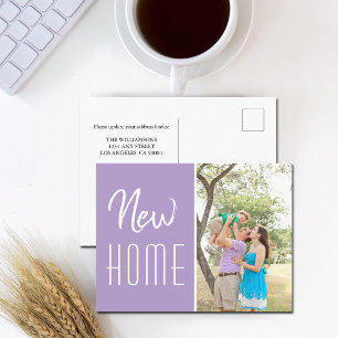 New Home Family Photo Lavender Moving Announcement Postcard