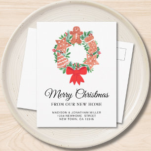New Home Festive Christmas Moving  Announcement Postcard