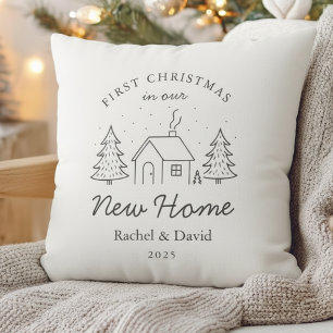 New Home First Christmas Minimal Winter House Cushion