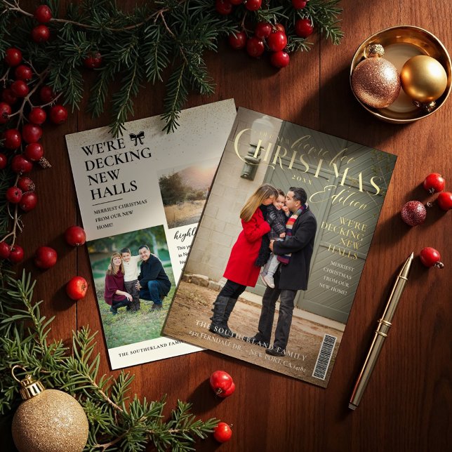 New Home For Christmas Family Photo Magazine Cover (New Home For Christmas Family Photo Magazine Cover Foil Holiday Card)