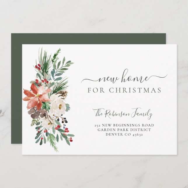 New home for Christmas holiday moving Announcement (Front/Back)