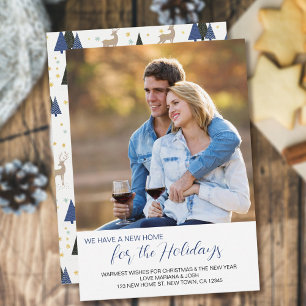 New Home for Holidays Square Photo New Address Hol Holiday Card