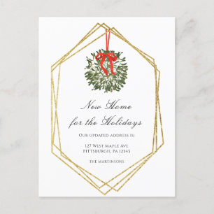 New Home for the Holidays Christmas Address Change Postcard