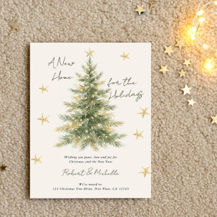 New Home for the Holidays Elegant Christmas Tree Holiday Card