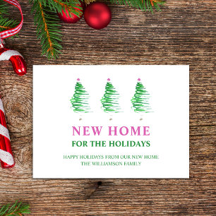 New Home For The Holidays   Moving  Announcement Postcard