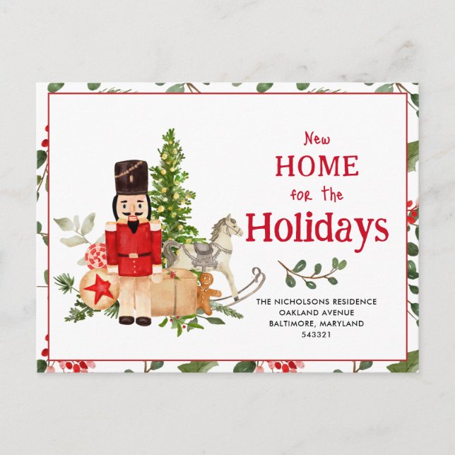New Home for the Holidays Nutcracker Announcement Postcard (Front)