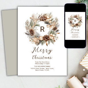  New Home For The Holidays Pinecone Winter Wreath  Holiday Card