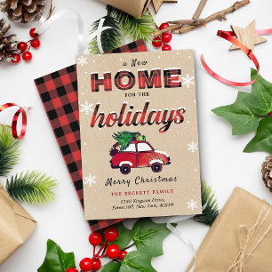 New Home for the Holidays Red Buffalo Plaid Holiday Card