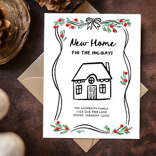 New Home for the Holidays   Whimsical Christmas Holiday Postcard
