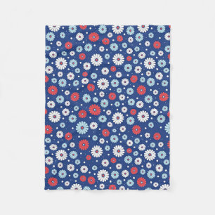 New Home Gift Red and White Ditsy Floral Fleece Blanket