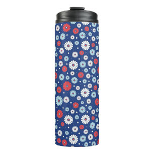 New Home Gift Red and White Ditsy Floral Thermal Tumbler