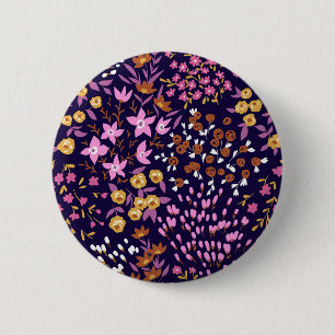 New Home Gift Trendy Seamless Floral 6 Cm Round Badge
