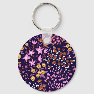 New Home Gift Trendy Seamless Floral Key Ring