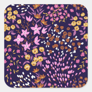 New Home Gift Trendy Seamless Floral Square Sticker