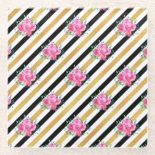 New Home Gift Tropical Floral Arts Glass Coaster
