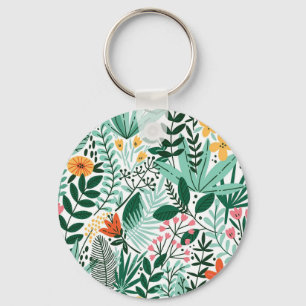 New Home Gift Tropical Seamless Floral Key Ring