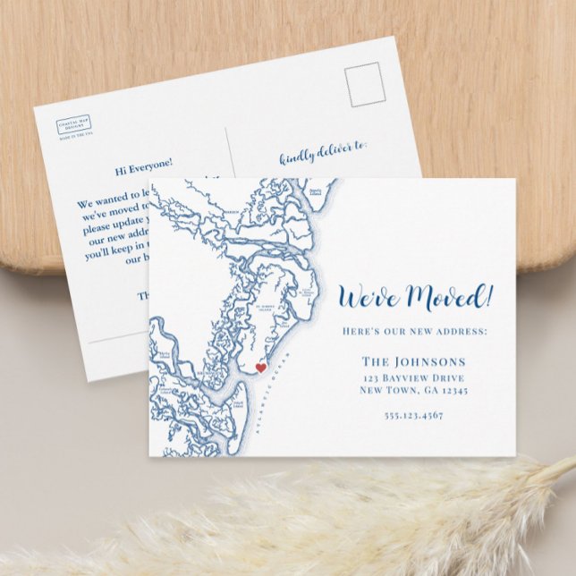 New Home Golden Isles of Georgia Map Moving Announcement Postcard (Golden Isles of Georgia moving announcement postcard)