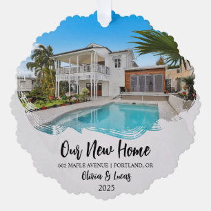 New Home Grunge Photo Open House Housewarming  Tree Decoration Card