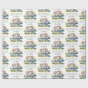 New Home Happiness Watercolor Personalised Wrapping Paper