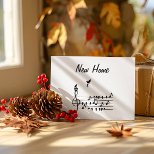 New Home Harmony: Musical Bird with House and Keys Save The Date
