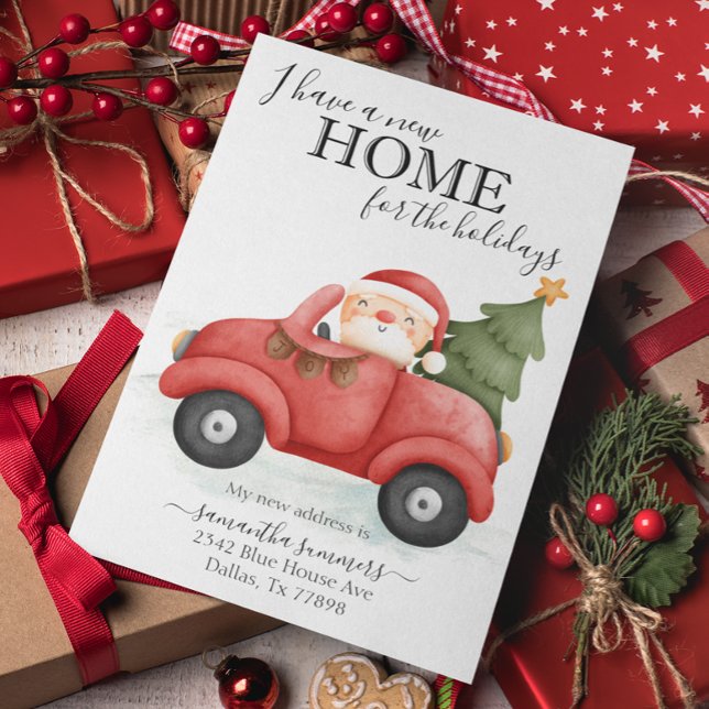 New Home Holiday Moving Announcement Truck Santa Postcard (Creator Uploaded)