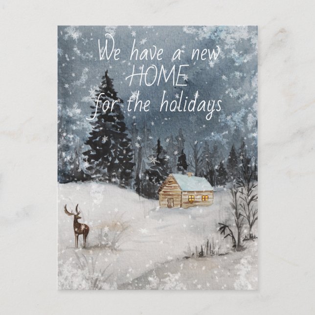 New Home Holidays Address Notice Moving Christmas Announcement Postcard (Front)