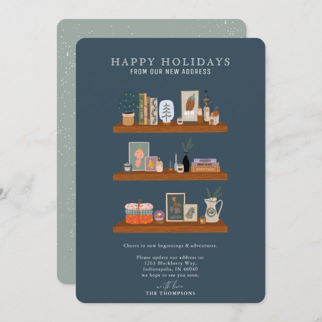 New Home Holidays Shelf Navy Moving Announcement (Front/Back)