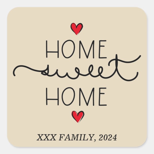  NEW HOME, HOME SWEET HOME SQUARE STICKER (Front)